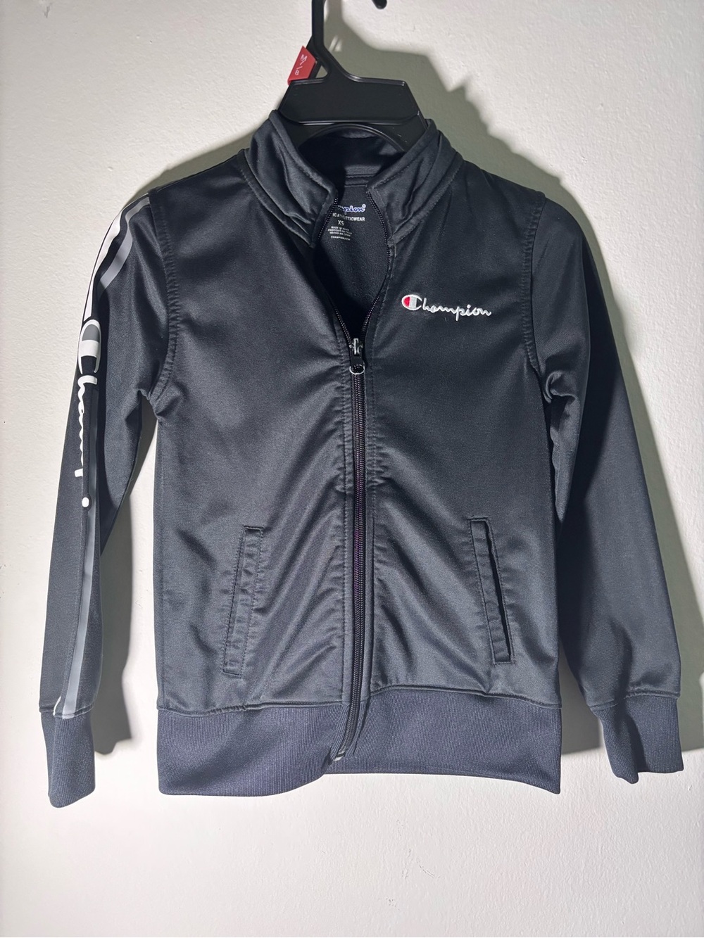 Champion Black Zip-Up Kids' Hoodie with Logo
